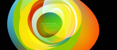 Soyut renkli katmanlar dinamik oval şekil yaratır. Hareket, enerji ve modern tasarım estetiğini gösteriyor..