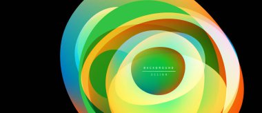 Soyut renkli katmanlar dairesel tasarım yaratır. Parlak gradyanlar harmanlanarak, dinamik görsel efekt oluşturur. Modern arkaplan ögesi.