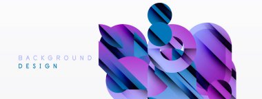 Soyut geometrik şekiller, mor, mavi renkler. Modern tasarım, gradyan etkisi, dinamik kompozisyon. Projeler için arkaplan ögesi.