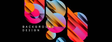 Soyut geometrik şekiller örtüşür, canlı renkli tasarım yaratır. Arka planlar ve sunumlar için modern estetik.