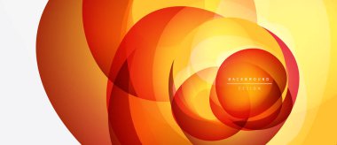 Soyut turuncu, sarı katmanlar dinamik dairesel tasarım yaratır. Gradyan etkisi derinlik ve modern his sağlar. Arkaplan ögesi.