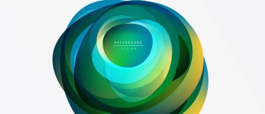 Soyut dairesel tasarım. Canlı katmanlar dinamik görsel efekt yaratır. Çeşitli projeler için modern arkaplan.