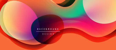 Soyut renkli şekiller çakışıyor. Gradyan renkler harmanlanarak, dinamik görsel efekt yaratır. Metin arka plan tasarımı okur. Modern estetik.