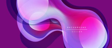 Soyut sıvı şekiller, canlı mor renkler, modern tasarım. Gradyan renkler dinamik görsel akış, pürüzsüz geçişler yaratır.