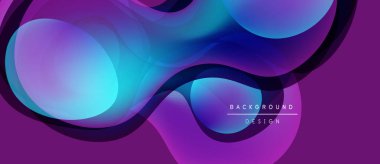 Soyut sıvı şekiller, canlı mor, mavi renkler. Modern tasarım elementleri, pürüzsüz eğimler dinamik bileşimler oluşturur. Arkaplan dokusu.