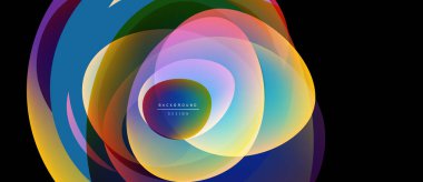 Soyut renkli katmanlar dinamik dairesel tasarım yaratır. Canlı renkler harmanlanır, modern görsel deneyimler oluşturur. Yumuşak eğimler hareketi, derinliği gösterir.