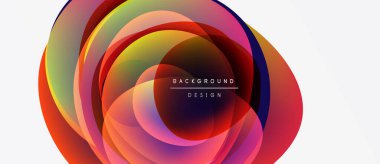 Soyut renkli katmanlar dinamik dairesel tasarım yaratır. Canlı renkler harmanlanarak modern görsel etki oluşturuyor. Basit, temiz estetik..