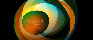 Soyut katmanlı şekiller canlı, modern arkaplan tasarımı yaratır. Renkler karışır, dinamik görsel efekt oluşturur. Metin arkaplan tasarımı okur.