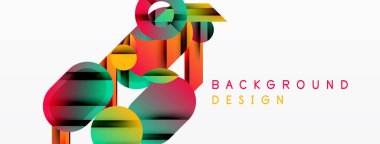 Soyut geometrik şekiller örtüşüyor, canlı renk eğimleri yaratıyor. Modern tasarım elementleri dinamik bileşim, görsel ilgi.