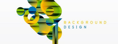 Soyut geometrik şekiller örtüşür, renkli arkaplan oluşturur. Modern tasarım grafikleri, katmanları, dinamik bileşimi kullanır.
