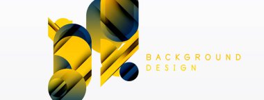Soyut geometrik şekiller, canlı sarı, mavi renkler. Arka planlar ve sunumlar için modern tasarım öğesi. Temiz, minimalist estetik.