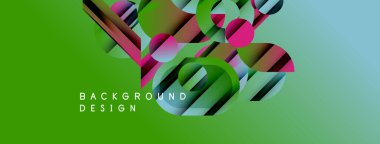 Soyut geometrik şekiller parlak yeşil, mavi gradyanlarla örtüşür. Modern tasarım elementleri dinamik görsel doku oluşturur. Arkaplanda metin arkaplan, tasarım.