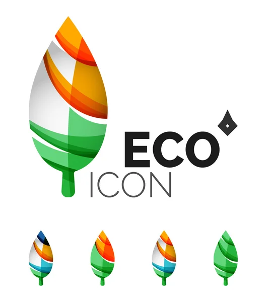 Zestaw ikon liść streszczenie eco — Wektor stockowy