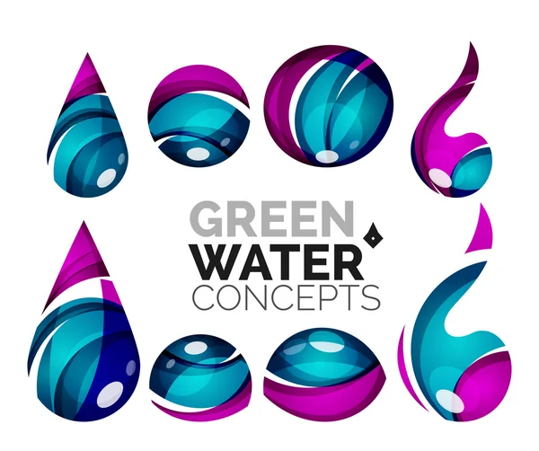 Conjunto de iconos abstractos de agua ecológica , — Vector de stock