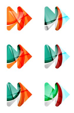 Set of abstract next play arrow icon,