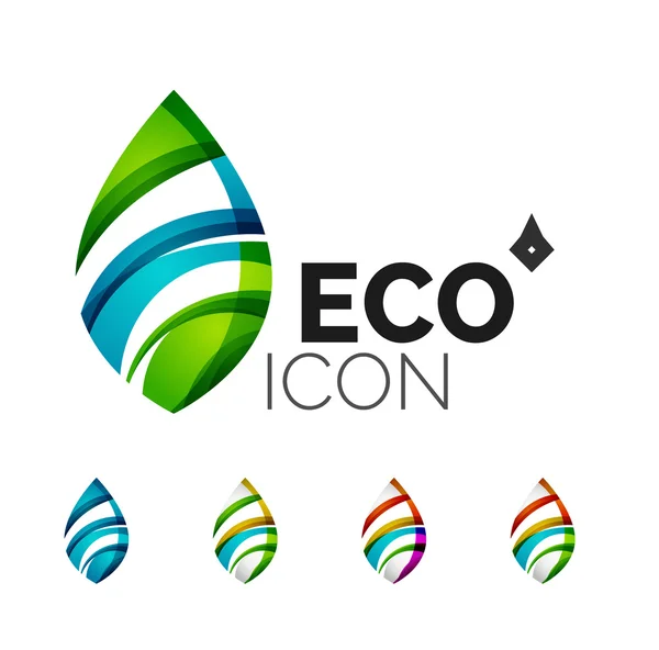 Set van abstracte eco blad pictogrammen, — Stockvector
