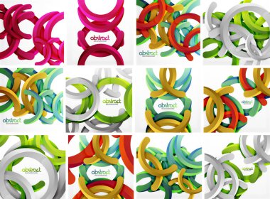 Renkli soyut şekiller, daireler, kıvrımlar. Markalaşma, logolar, sunumlar için modern tasarımlar. Parlak gradyanlar, dinamik bileşenler.