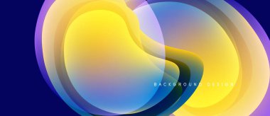 Soyut sıvı şekilleri örtüşür ve canlı renk değişimleri yaratır. Sarı, mavi, mor renkler kusursuz bir şekilde harmanlanır. Modern tasarım ögesi.