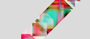 Soyut geometrik şekiller örtüşür, canlı renk karışımları yaratır. Yumuşak eğimler ışık, derinlik ve modern tasarım önerir.