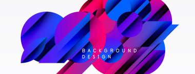 Soyut geometrik şekiller örtüşüyor, canlı renk eğimleri yaratıyor. Modern tasarım elementleri dinamik görsel deneyim önerir.