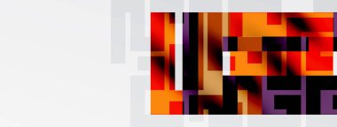 Soyut geometrik desen. Dikdörtgenler, koyu gölgelerin yanı sıra sıcak tonlar kullanarak kompozisyona hükmediyor. Minimalist tasarım, basit şekiller.