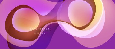 Soyut akışkan şekiller, mor renkler baskın. Yumuşak gradyanlar dinamik görsel doku oluşturur. Arka planlar için modern tasarım ögesi.