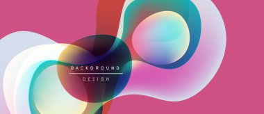 Soyut akışkan şekiller, canlı renkler, pembe arka plan. Modern tasarım elementleri dinamik görsel deneyimler yaratır. Yumuşak eğimler, zarif kompozisyon.