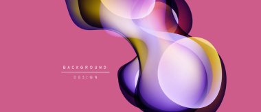 Soyut akışkan şekiller, canlı renkler, pembe arka plan. Modern tasarım elementleri dinamik görsel etki yaratır. Yumuşak eğimler, katmanlı biçimler.