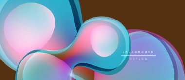 Soyut sıvı şekilleri örtüşür ve canlı renk değişimleri yaratır. Kahverengi arka plan havalı mavileri, pembeleri, morları tamamlar. Modern tasarım ögesi.