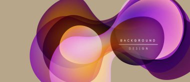 Soyut akış şekilleri sonsuzluk sembolü oluşturur. Sıcak mor, turuncu renkler nötr arka plana hakim. Modern tasarım ögesi.