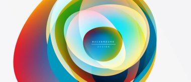 Abstract colorful layers create circular design. Vibrant hues blend, forming dynamic visual effect. Modern background element.