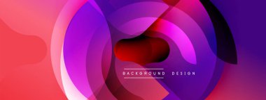Soyut daireler, canlı renklerin karışımı. Kırmızı, mor renkler modern tasarım yaratır. Yumuşak eğimler, dinamik bileşimler.