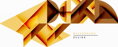 Soyut geometrik tasarım. Altın üçgenler dinamik bileşim yaratır. Modern tarz, gradyanlar derinlik sunar, arka plan veya dijital sanat projeleri için uygundur. Minimalist estetik.