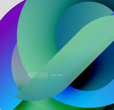 Soyut renkli şekiller dinamik görsel efektler yaratır. Düz gradyanlar modern estetik sunan renkleri harmanlarlar.