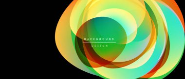 Soyut renkli katmanlar dinamik görsel efekt yaratır. Gradyan renkler harmanlanarak dairesel bileşim oluşturuyor. Modern tasarım ögesi.