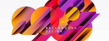 Soyut renkli tasarım, üst üste binen daireler, çizgiler. Modern gradyanlar dinamik görsel etki yaratır. Metin arkaplan tasarımı okur.