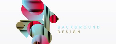 Soyut geometrik şekiller örtüşüyor, canlı renk eğimleri yaratıyor. Modern tasarım elementleri dinamik bileşim öneriyor. Minimalist estetik.