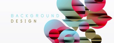 Soyut renkli şekiller örtüşüyor ve dinamik bir zemin oluşturuyor. Modern tasarım grafikleri, kıvrımları, yumuşak renkleri kullanır. Minimalist estetik.