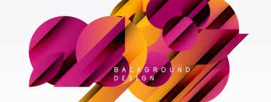 Soyut geometrik şekiller, canlı renkler, dinamik bileşim. Modern tasarım ögeleri görsel olarak çarpıcı bir arkaplan oluşturur.