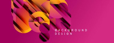 Soyut geometrik şekiller örtüşüyor, canlı pembe, turuncu, sarı renkler yaratıyor. Arkaplan ve sunumlar için modern tasarım ögesi.