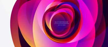 Soyut çiçek tasarımı. Canlı pembeler, morlar, kırmızılar dairesel desenlere karışıyor. Modern arkaplan ögesi, görsel olarak çarpıcı.