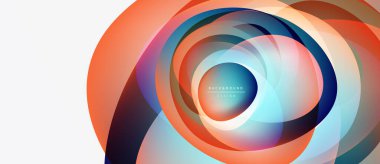 Soyut renkli katmanlar dinamik dairesel tasarım yaratır. Gradyan renkler harmanlanarak modern görsel efekt oluşturur. Minimalist tarz, temiz kompozisyon.