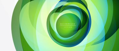 Soyut yeşil tasarım eşmerkezli katmanlar içerir. Dairesel şekiller dinamik görsel efektler yaratır, modern estetik. Yumuşak eğimler derinliği artırır.