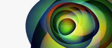 Soyut dairesel tasarım. Canlı renkler harmanlanarak, dinamik görsel efekt yaratır. Çeşitli projeler için modern arkaplan.