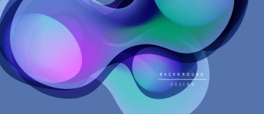 Soyut sıvı şekiller harmanlanarak canlı renk değişimleri yaratır. Yumuşak kıvrımlar hareketi gösterir, modern tasarım estetiği.