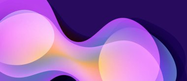 Soyut akışkan şekiller harmanlanır ve canlı gradyanlar oluşturur. Mor, turuncu, pembe renkler kompozisyona hakim. Pürüzsüz geçişler hareketi, derinliği akla getiriyor.