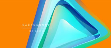Soyut geometrik tasarım. Parlak renkler harmanlanarak, dinamik görsel efekt yaratır. Turuncu zemin katmanlı şekilleri, modern estetiği vurguluyor.