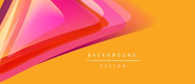 Soyut canlı katmanlar örtüşüyor. Turuncu arka plan pembe, kırmızı renkleri tamamlar. Modern tasarım enerji ve hareket öneriyor.