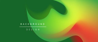 Soyut sıvı şekilleri canlı yeşil, sarı, kırmızı renkleri harmanlıyor. Modern tasarım metin arkaplanı, tasarım içerir. Yumuşak gradyanlar dinamik görsel efekt yaratır.