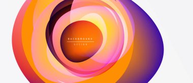 Soyut eşmerkezli daireler, canlı turuncu, mor renkler. Modern tasarım, pürüzsüz eğimler, dinamik kompozisyon. Dijital projeler için arkaplan ögesi.